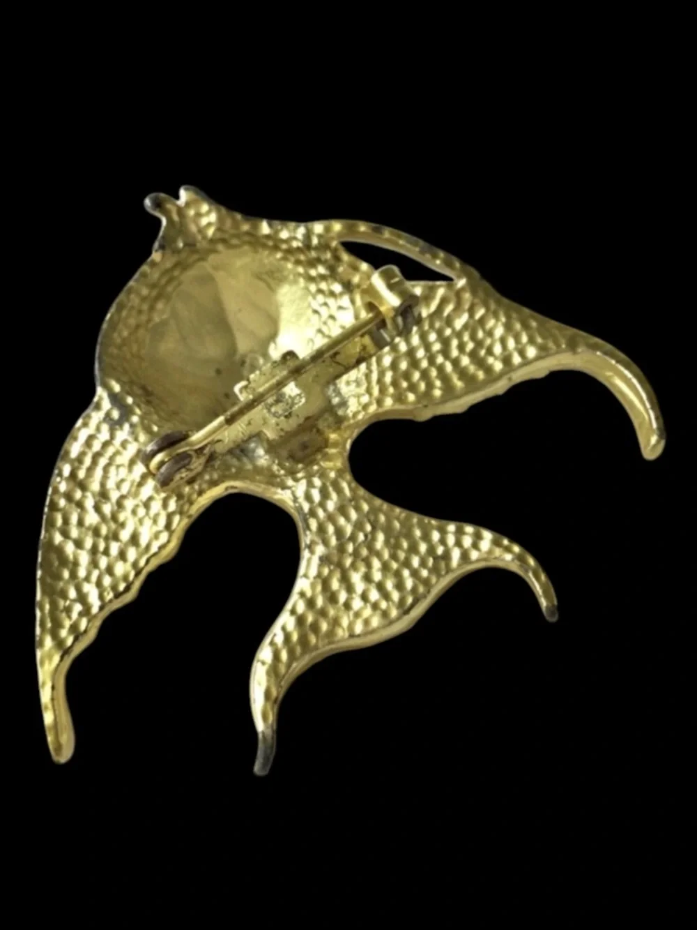 Vintage Satin Gold‑Tone Angelfish Brooch – Modernist Mid‑Century